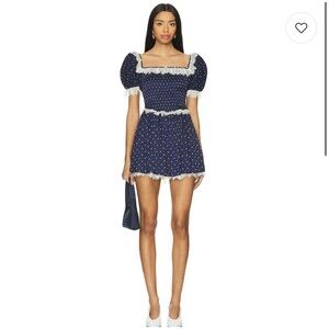 NWT For Love and Lemons Ines Mini Dress in Navy Women's Size Small MSRP $249